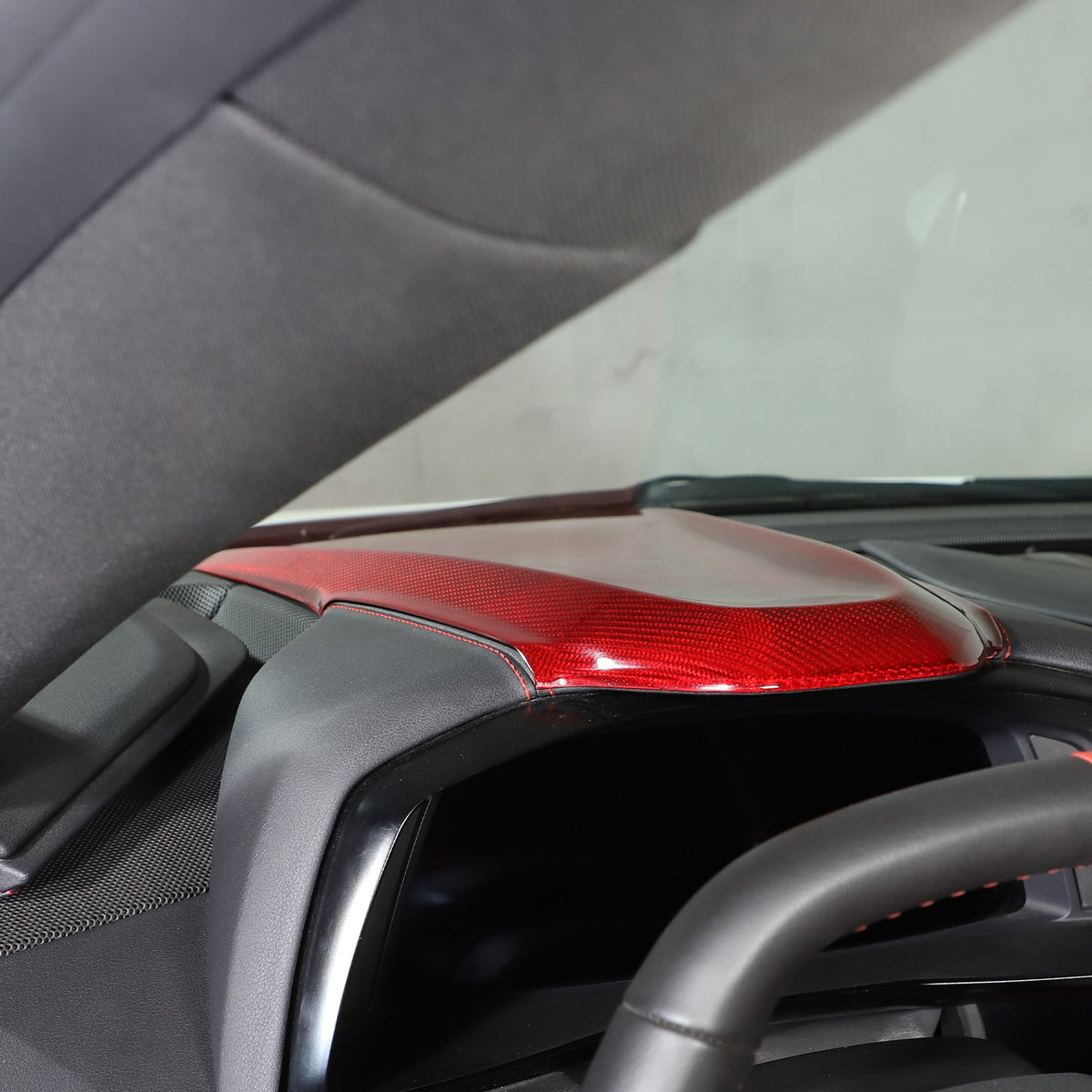 Red Carbon Fiber Dashboard Instrument Upper Panel Cover for Corvette C8 2020-25 20