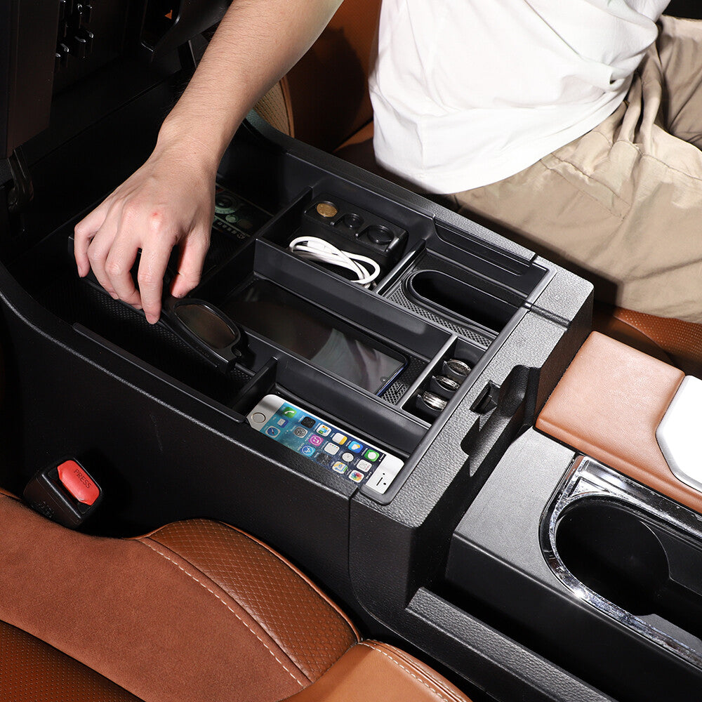 Black ABS Center Armrest Divider Storage Box For Toyota Tundra 2007-2021 4