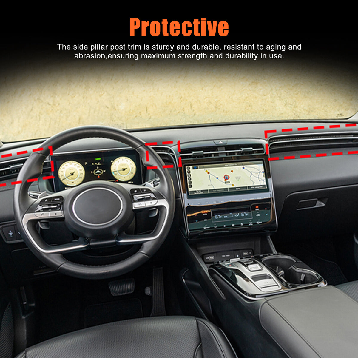 Interior Dashboard Center Console Air Vent Trim Cover For Hyundai Santa Cruz 22+ 12