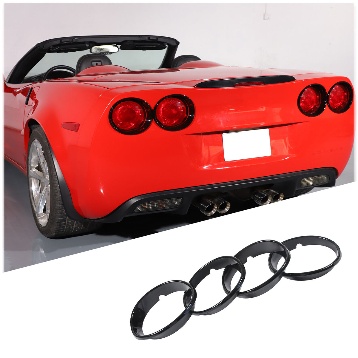 Gloss Black Tail Light Surround Trim Ring For Corvette C6 2005-2013 3