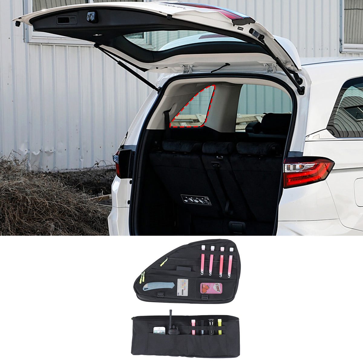 Black Rear Trunk Left Side Storage Bag Organizer For Honda Odyssey RB3 2014-24 7