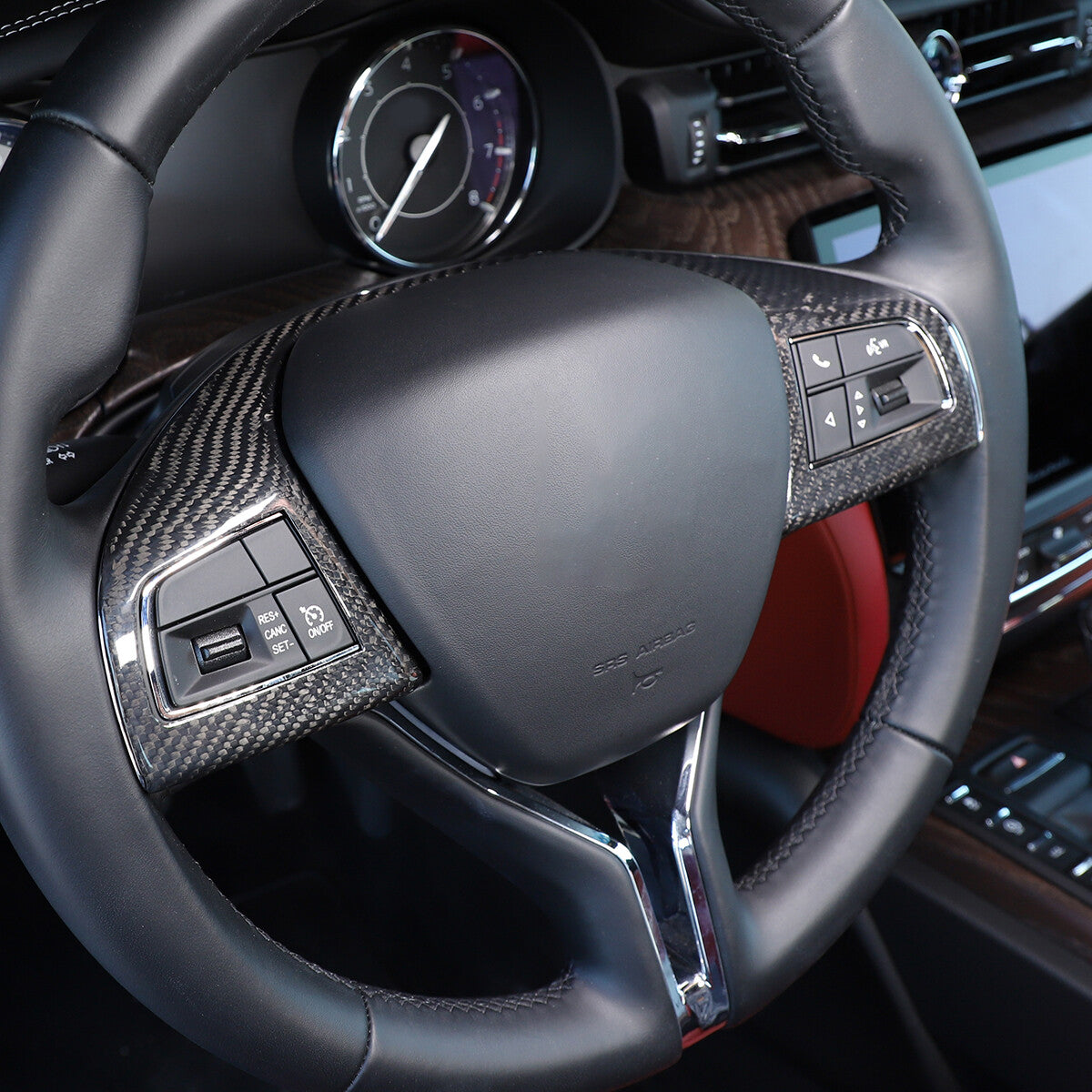 For Maserati Ghibli 2014-23 Real Carbon Fiber Interior Cover Steering Wheel Trim 6