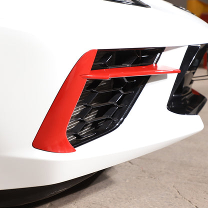 Sports Red Front Bumper Fog Light Lamp Trims for Corvette C8 2020-2025 US 6
