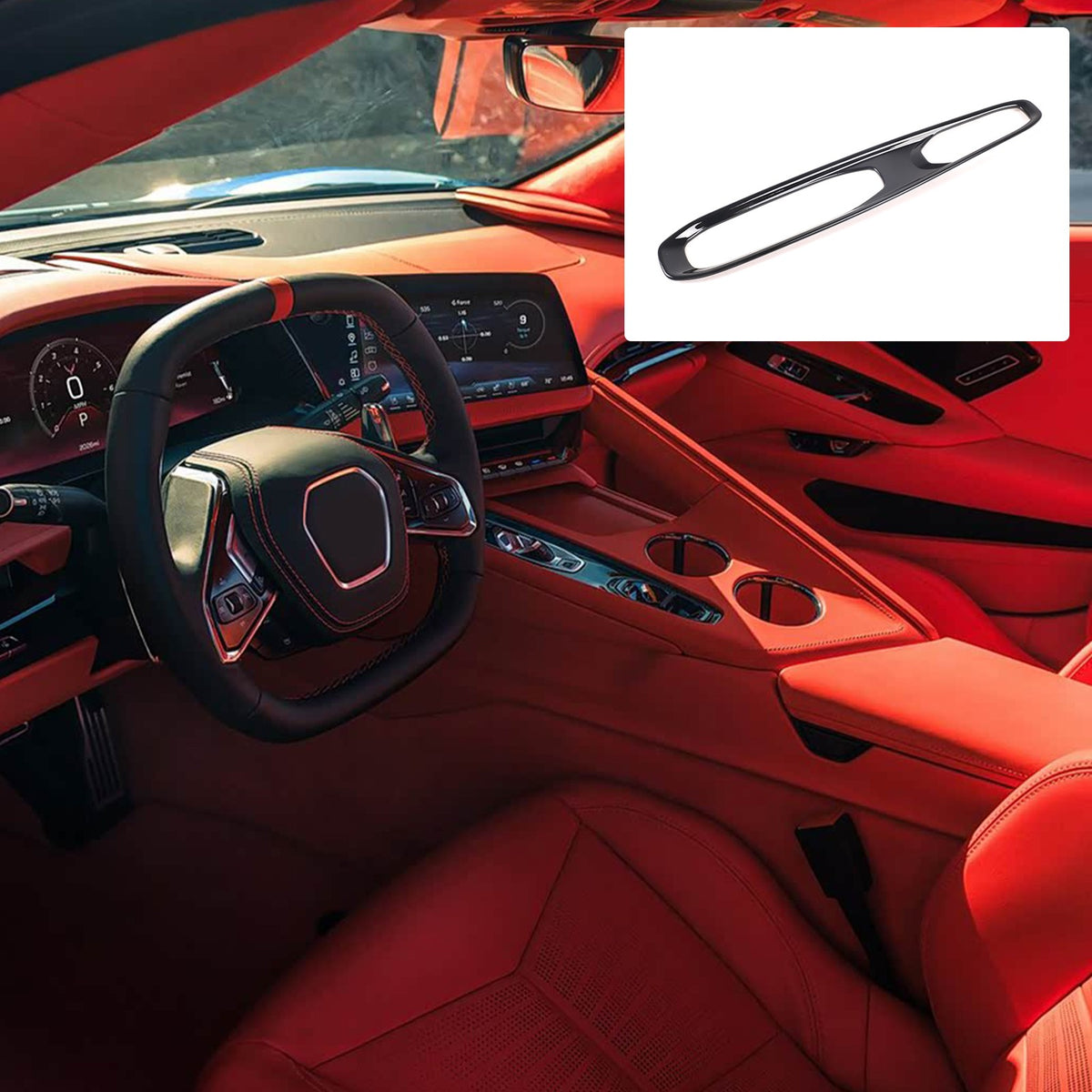 Glossy Piano Black ABS Center Gear Shift Indicator Trim For Corvette C8 2026+ US 19