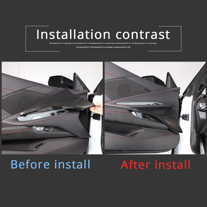 Carbon Fiber ABS Interior Door Panel Cover Trim For Corvette C8 2020-26 US 7