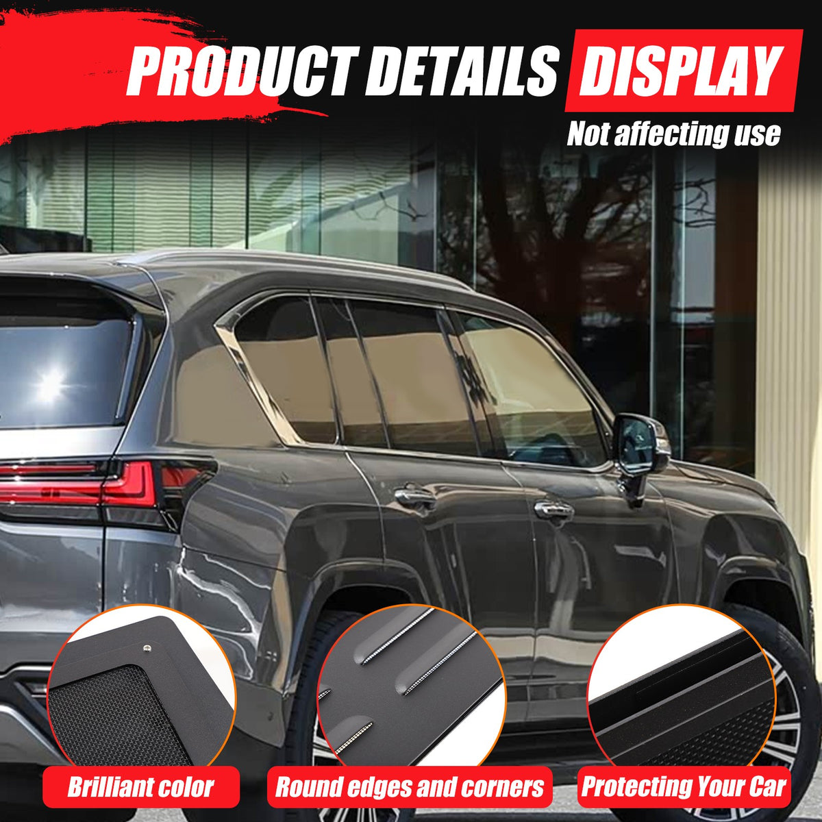 Rear Door Window Louver Air Vent Trim For Lexus LX/Toyota Land Cruiser LC300 22+ 3