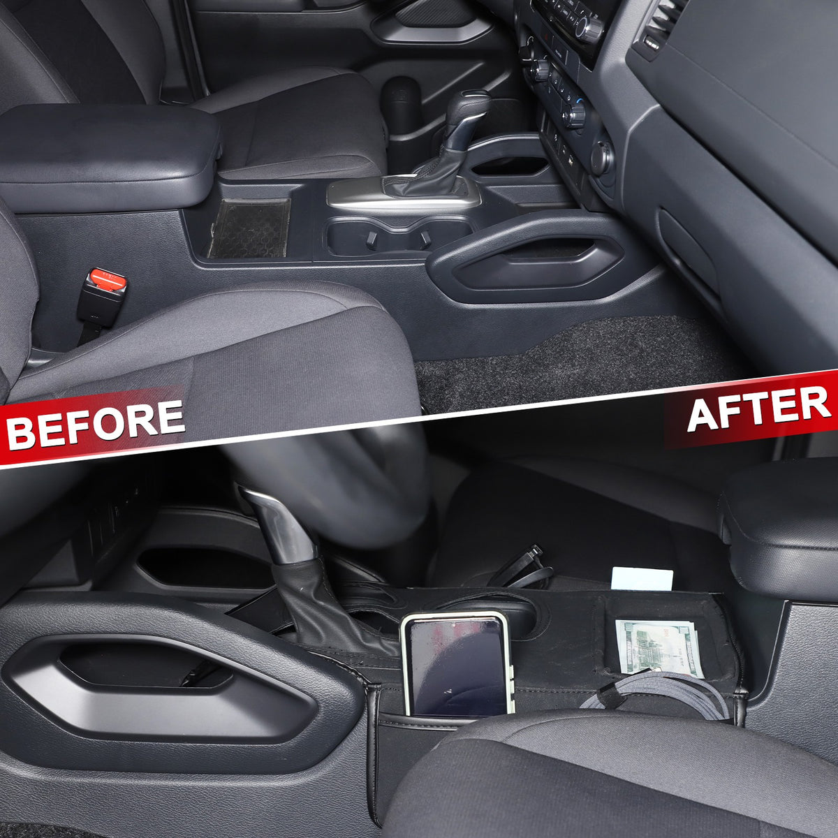 Black Center Console Cover Trim For Nissan Frontier 2022+ US 3