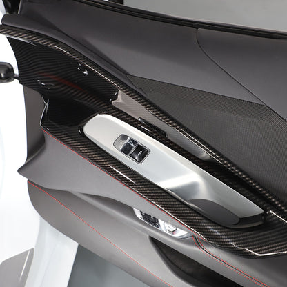 Carbon Fiber Style Interior Door Panel Trim Cover Frame For Corvette C8 2020-26 8
