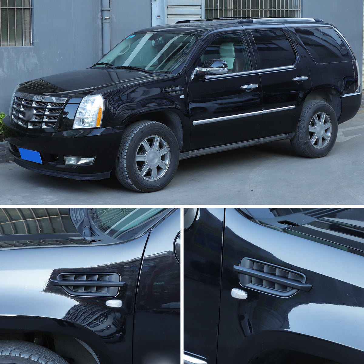 ABS Matte Black Side Air Fender Vent Trim For Cadillac Escalade 2007-2014 5