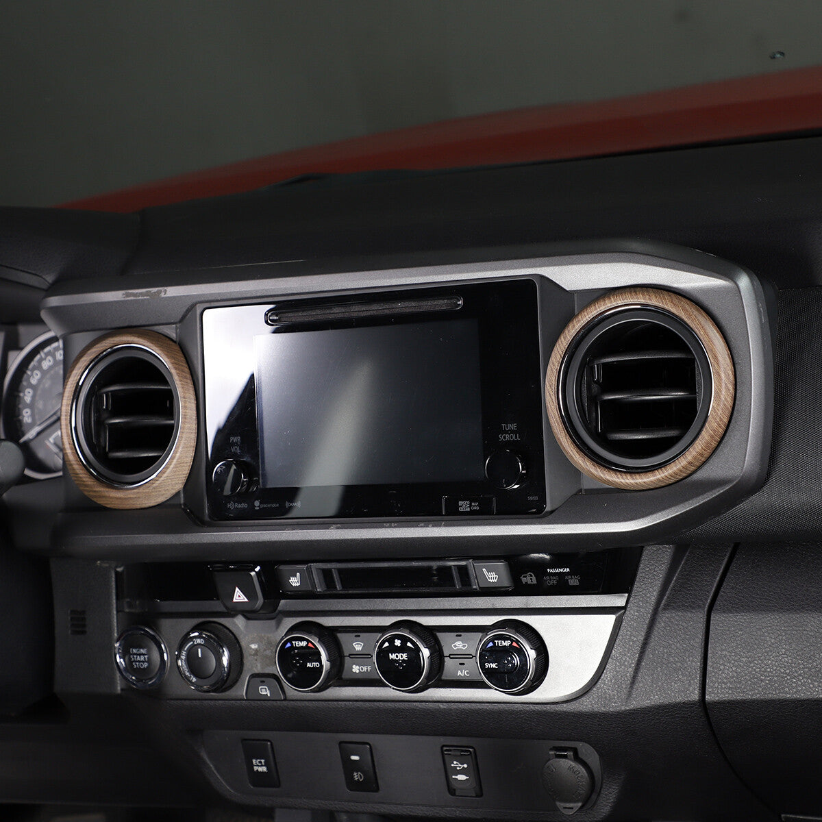 Wood Grain Interior Center Console Cover Trim For Toyota Tacoma 2016-2023 22