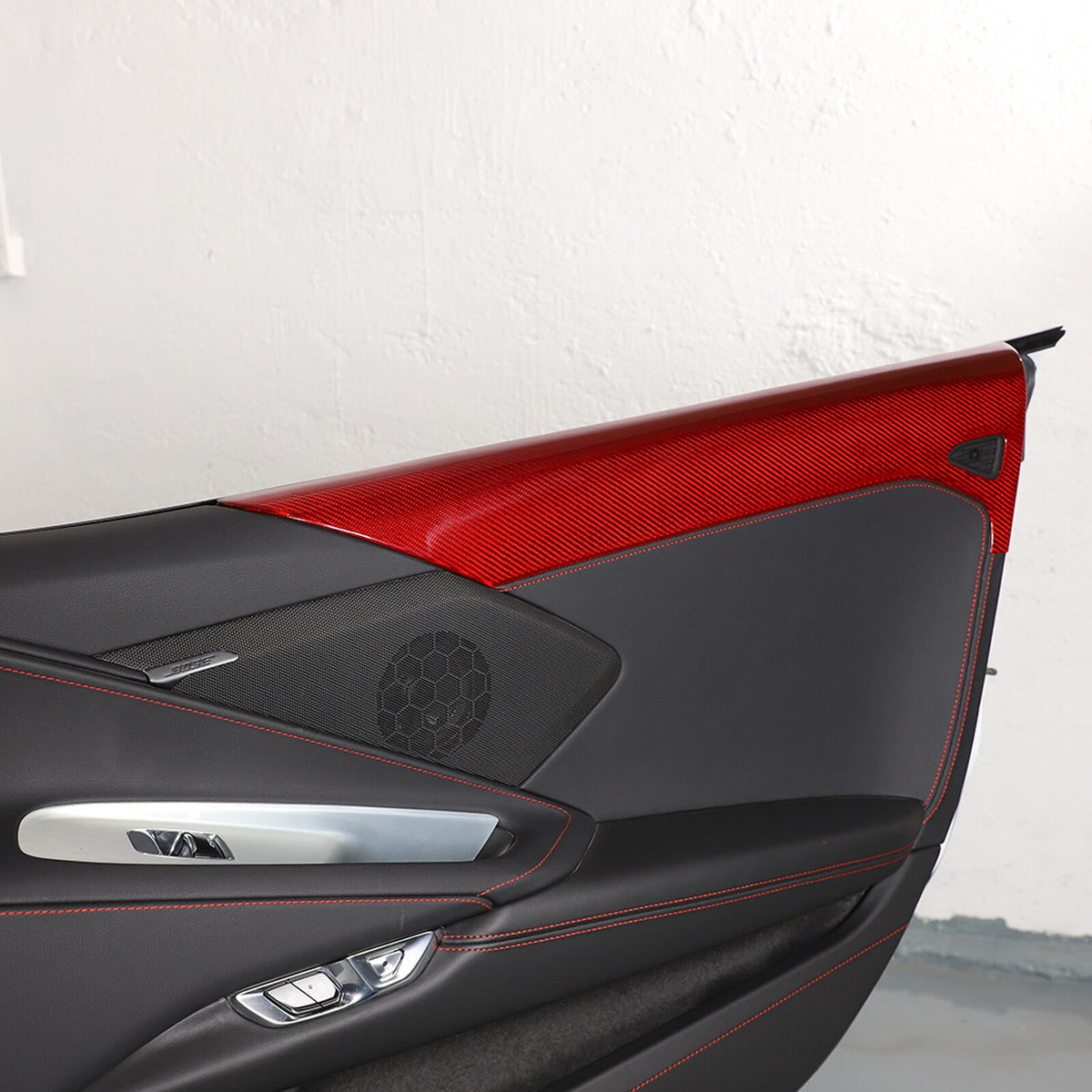 Red Real Carbon Fiber Full Interior Set Decor Trim Kit for Corvette C8 20-25 - Styles 41-45 74