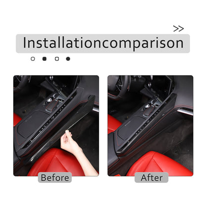ABS Carbon Fiber Center A/C Button Left Side Strip Trim Cover For Corvette C8 19