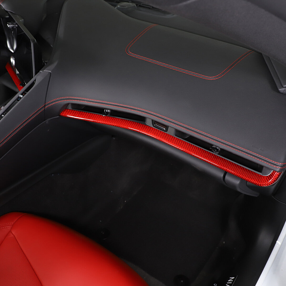Red Real Carbon Fiber Dash Panel Door Handle Trim Kit Accessory For Corvette C8 16