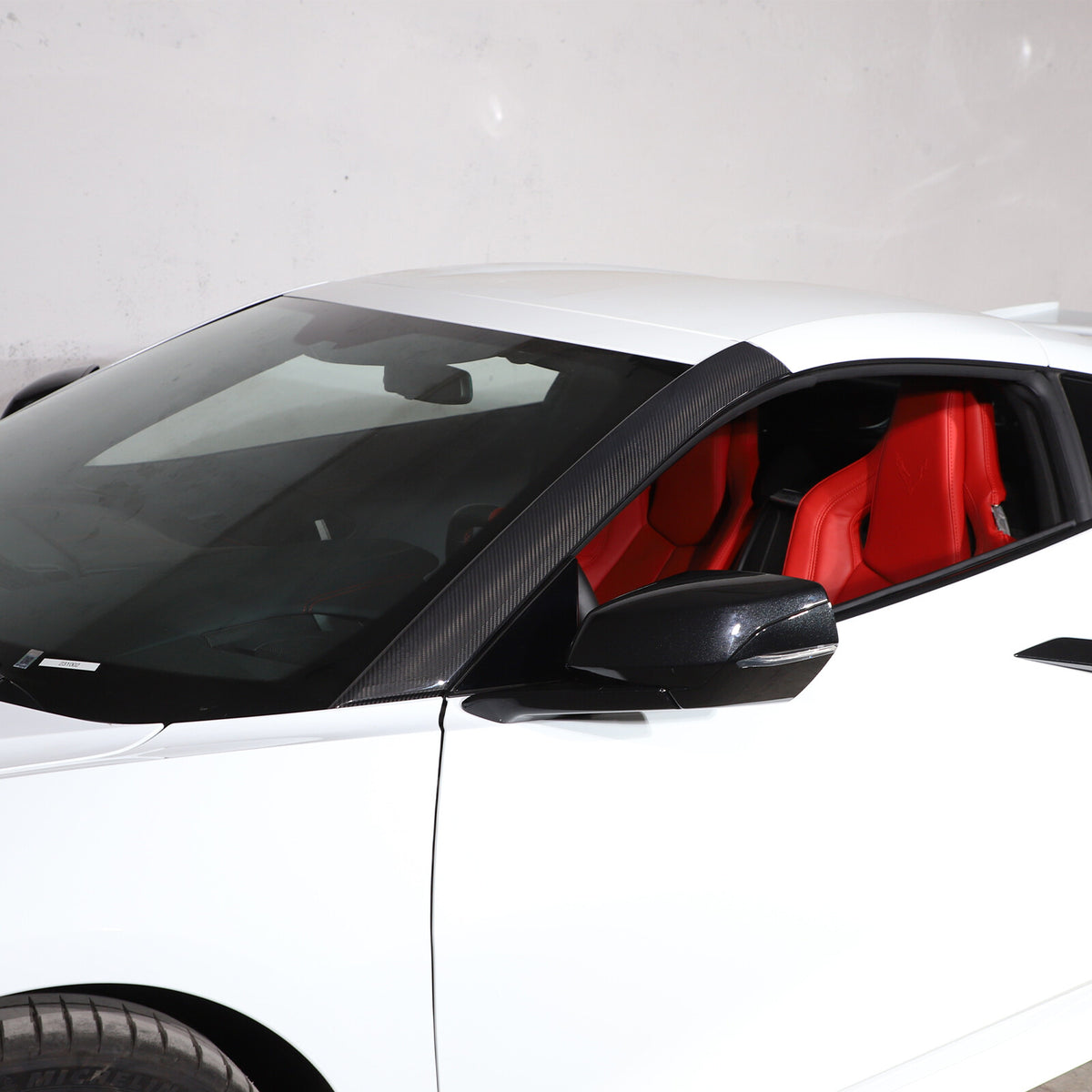 Real Dry Carbon Fiber Front Window A Pillar Layover Trim For C8 Corvette Z06 Z51 12