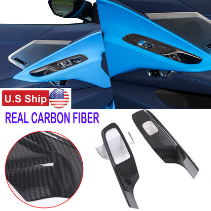 Real Carbon Fiber Window Lift Switch Button Trim For Corvette C8 Convertible US 1