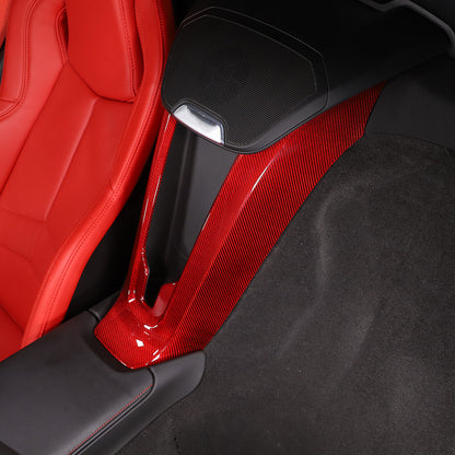 Red Carbon Fiber Instrument & Waterfall Wireless Charger Cover For Corvette C8 21