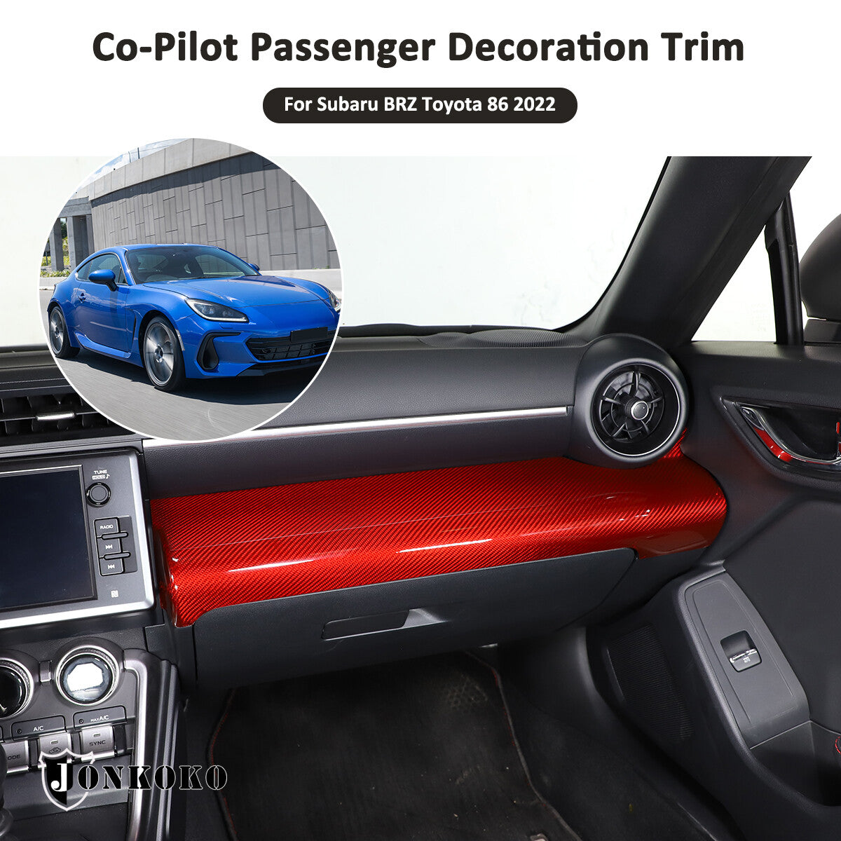 Red Real Carbon Fiber Interior Center Console Trim Set Kit For Subaru BRZ 22+ 63
