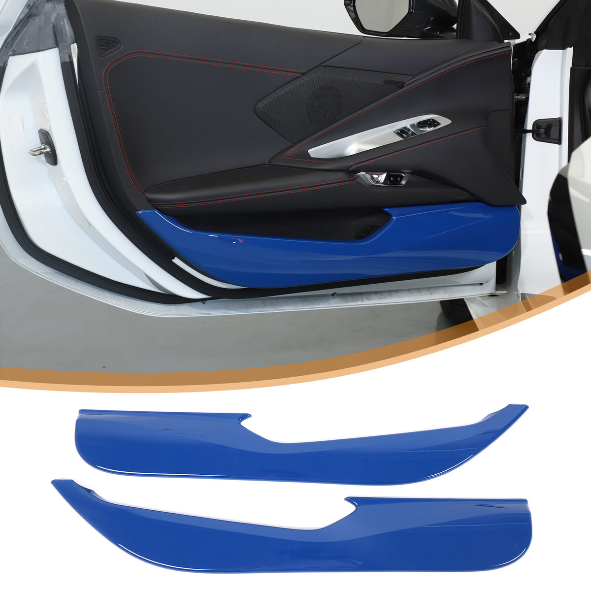 Blue ABS Inner Door Anti-Kick Panel Cover Trim For Corvette C8 2020-26 21