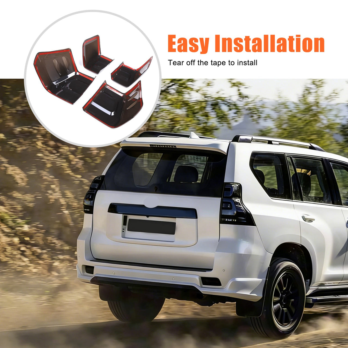 Smoked Black Tail Light Lamp Cover Trim For Toyota Land Cruiser Prado 18-22 5