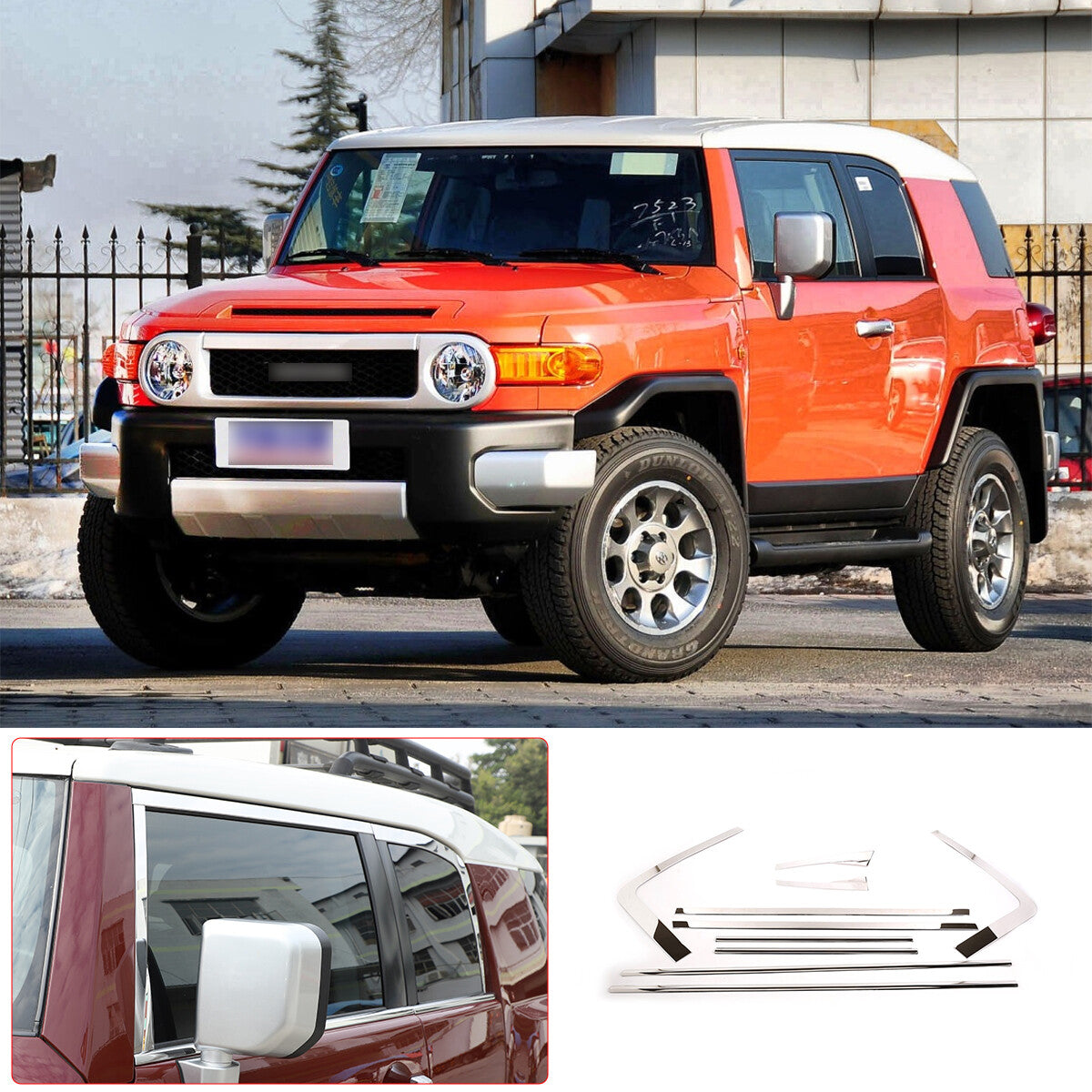For Toyota FJ Cruiser 07-21 Silver Steel Lower Window Strip Sill Molding Trim US 6