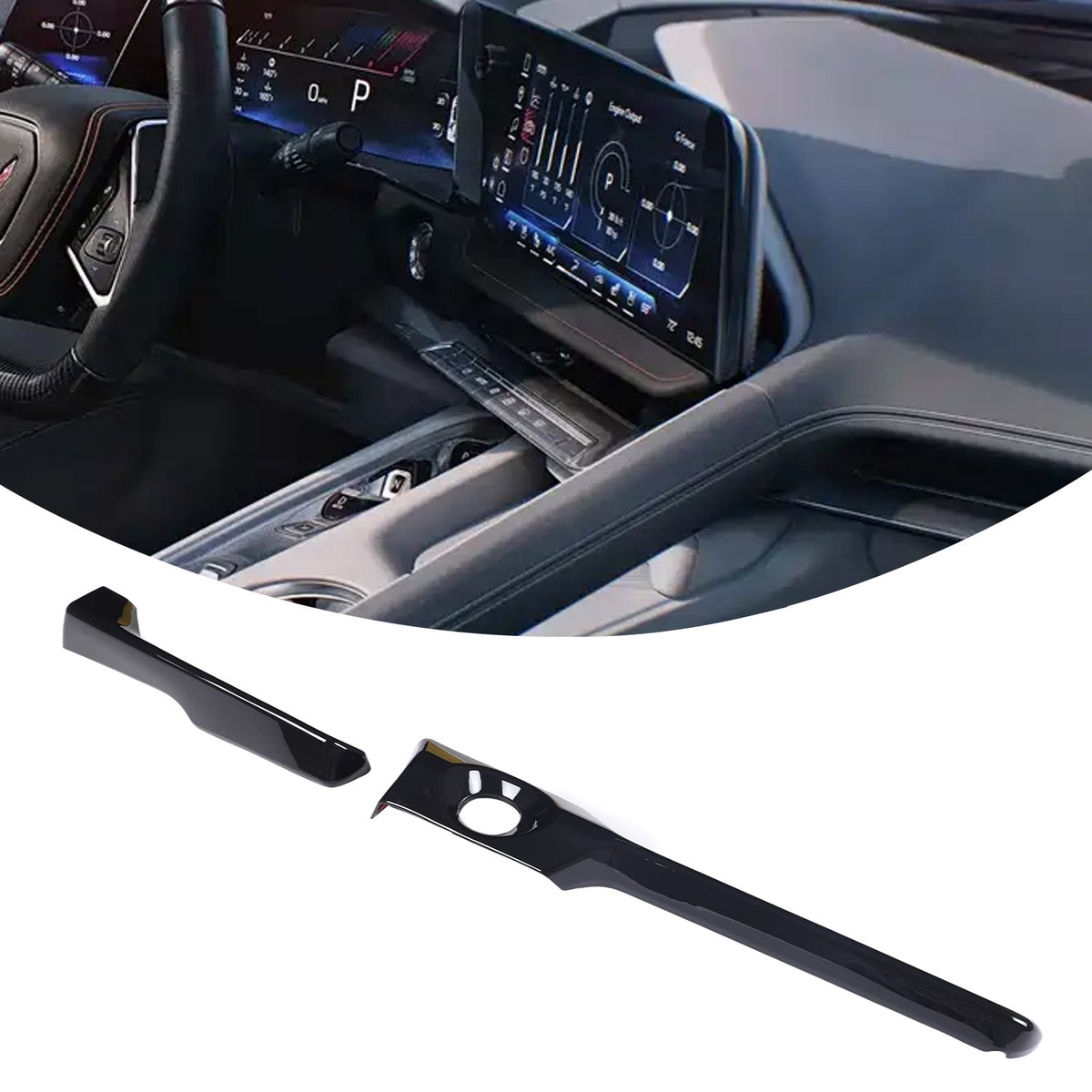 Glossy Piano Black Center Console Panel Trim Set For Corvette C8 2026+ 16