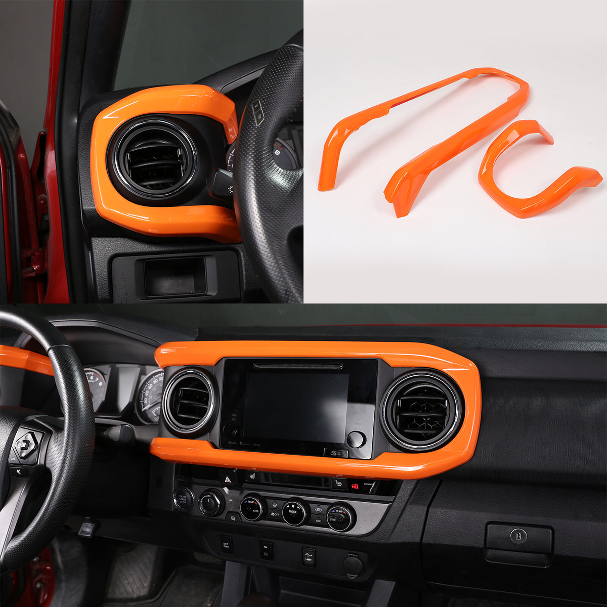 19PCS Orange Interior Full Center Console Trim Set For Toyota Tacoma 2016-22 3