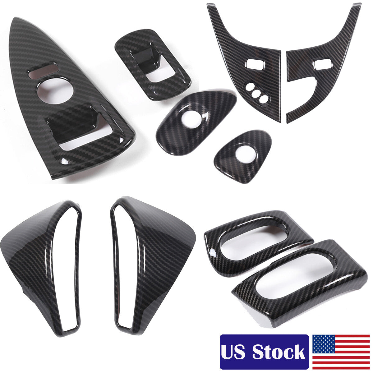 ABS Carbon Dashboard Interior Air Outlet Frame Sets For Corvette C6 05-13 US 1