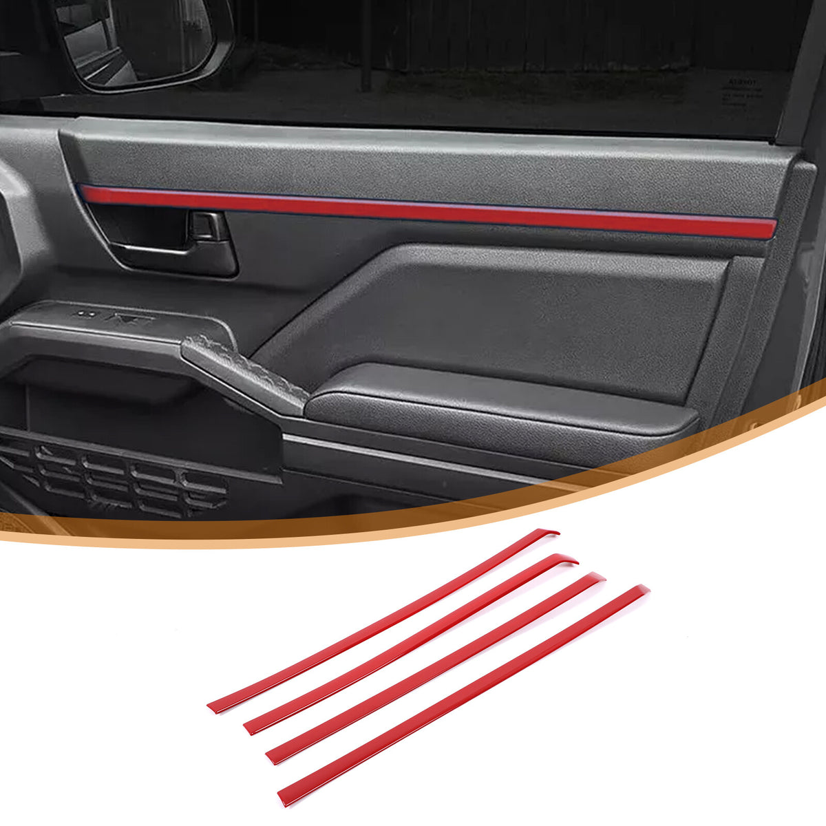 Sports Red ABS Interior Door Panel Trim Cover For Toyota Tacoma 2024+ US 7