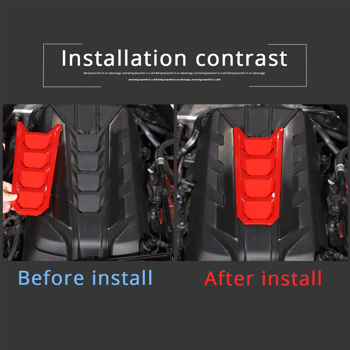 Red Full Interior Set Dash Panel Decor Cover Trim Kit For Corvette C8 2020-25 - Variants 16-20 87