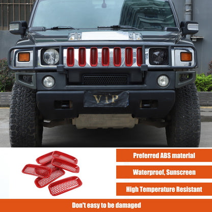 Sport Red ABS Front Grille Anti-Insect Bug Screen Trim For Hummer H2 2003-2009 18