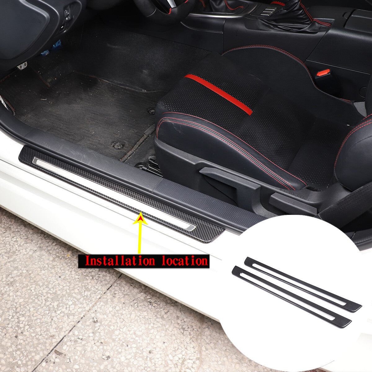 Carbon Fiber Hollow External Door Sill Cover Trim Strip For Subaru BRZ 2022-23 9