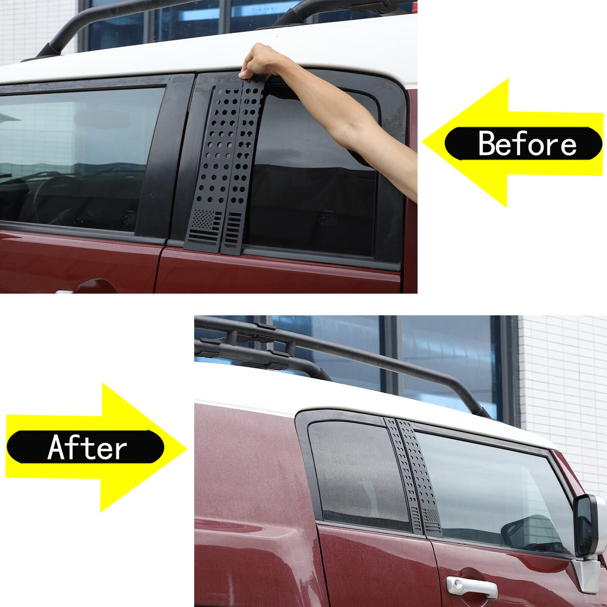 US Flag Alloy Window Center Pillar Trim Panel For Toyota FJ Cruiser 2007-21 3