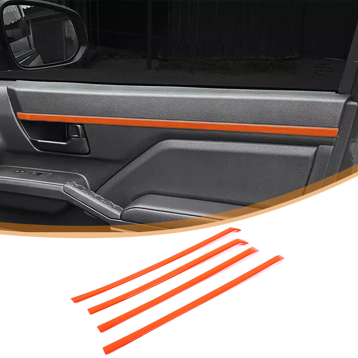 Orange ABS Interior Inner Door Panel Trim Strip For Toyota Tacoma 2024+ 16