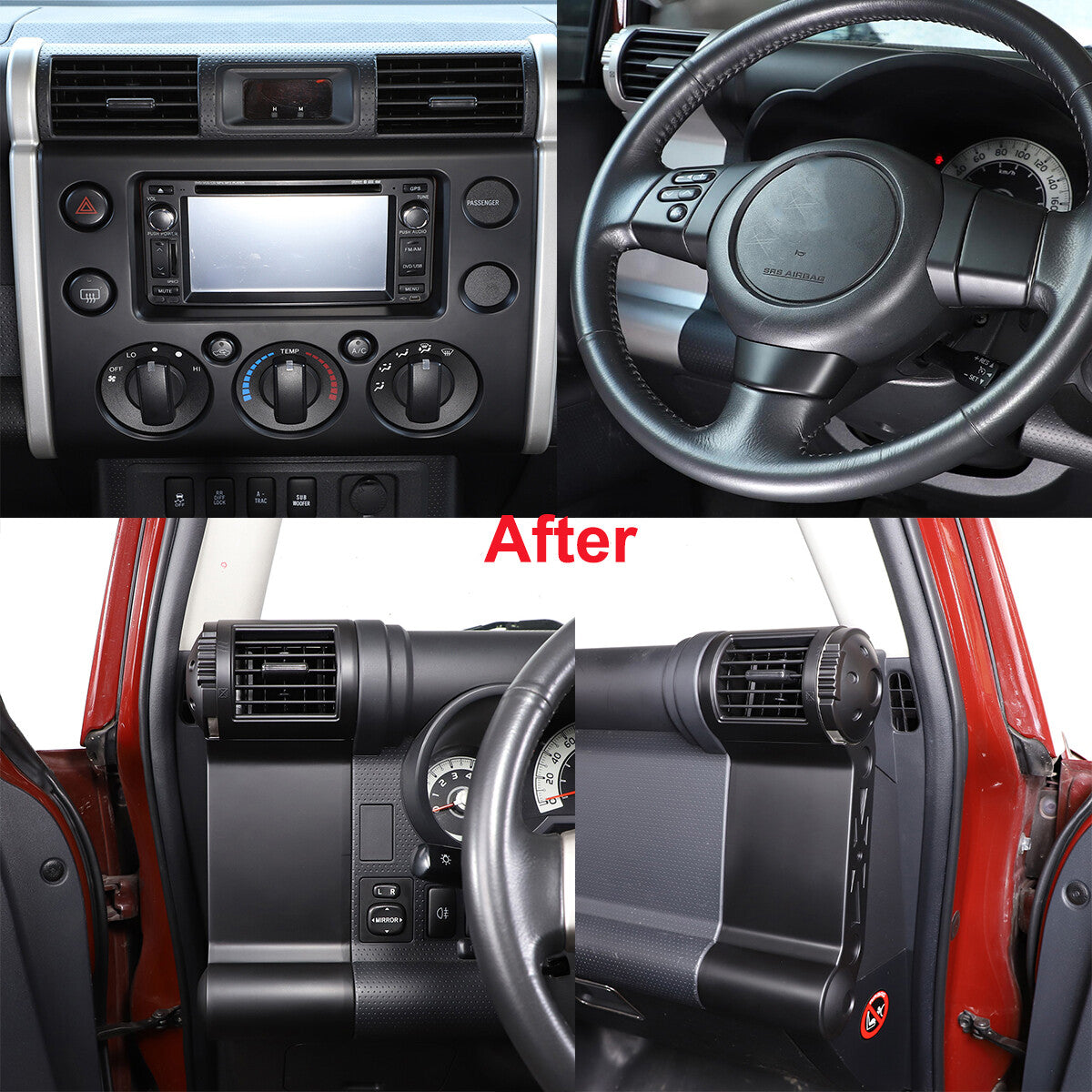 Matte Black Center Console Button Trim Cover Set For Toyota FJ Cruiser 2007-21 3