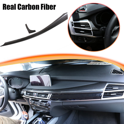 Real Carbon Fiber Interior Center Dashboard Trim Kit For BMW X5 F15 2014-18 13