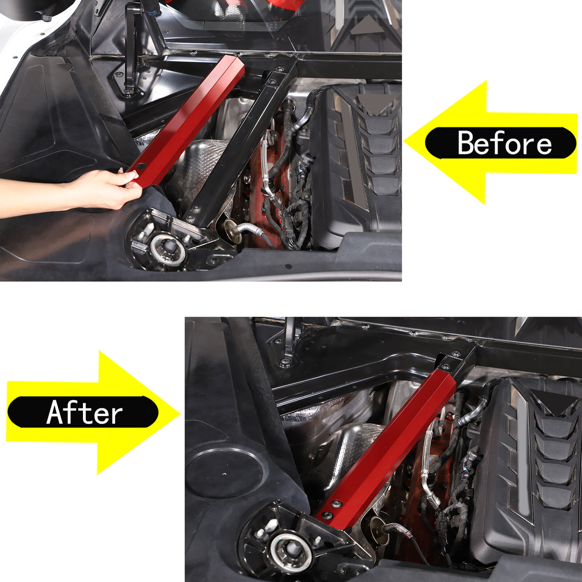 Aluminum Alloy Red Engine Shroud Side Decoration Cover For Corvette C8 2020-2026 11