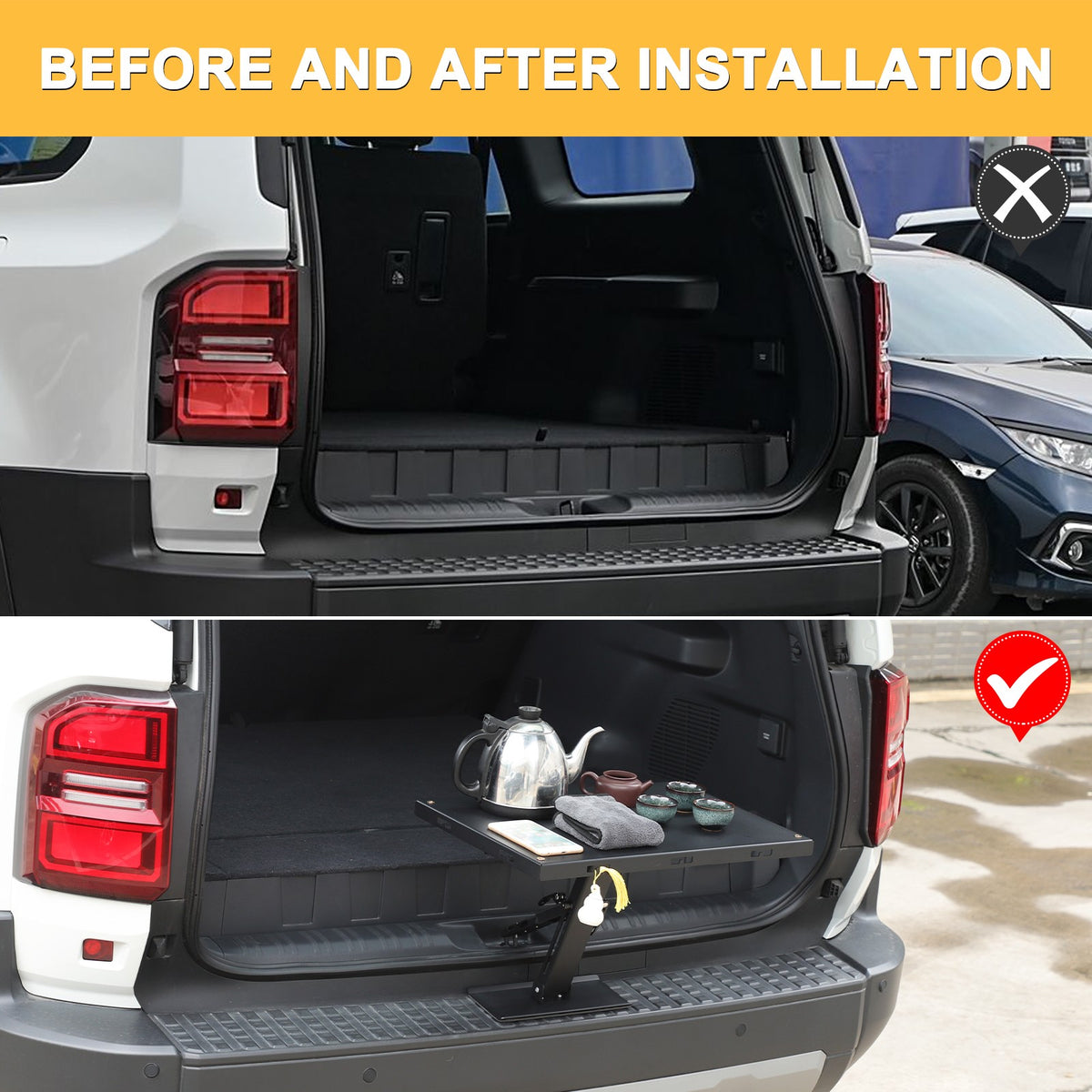 Car Camping Portable Trunk Lock Latch Table For Toyota LC250 Prado 2024+ 3