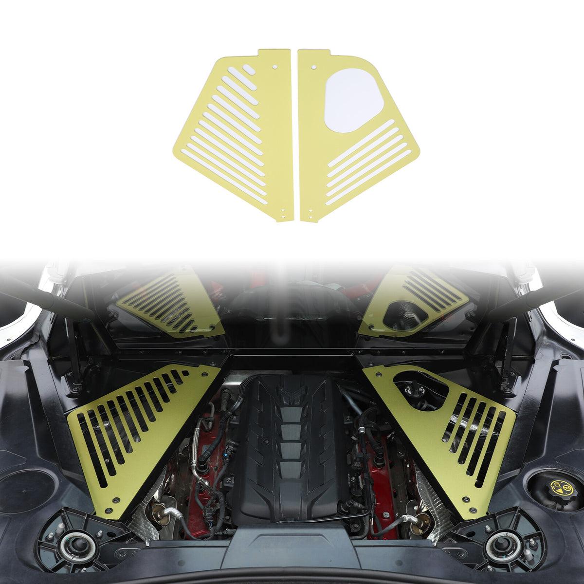 Yellow Engine Bay Side Panel Cover Overlay Coupe For Corvette C8 2020-26 15