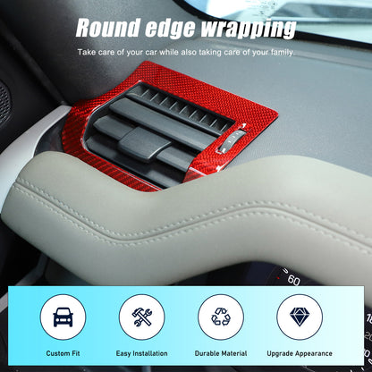 Red Real Carbon Fiber Air Vent Outlet Cover Trim For LR Defender L663 2020-24 4