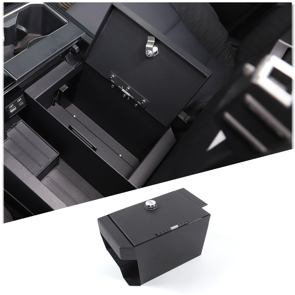 Center Console Safe Storage Box with Keys & Tray for Toyota Tundra 2022+ US 21