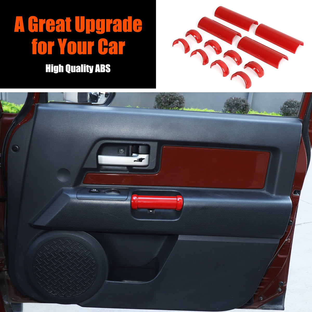 Sport Red Interior Door Panel Handle Trim Cover For Toyota FJ Cruiser 07-21 US 14