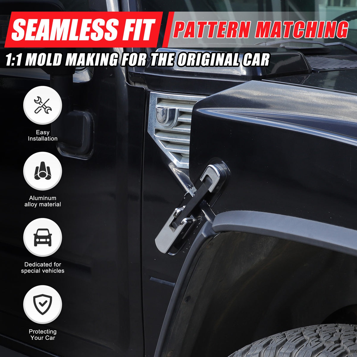 Replacement Aluminum Chrome Silver Hood Handle Cover Trim For Hummer H2 2003-09 5