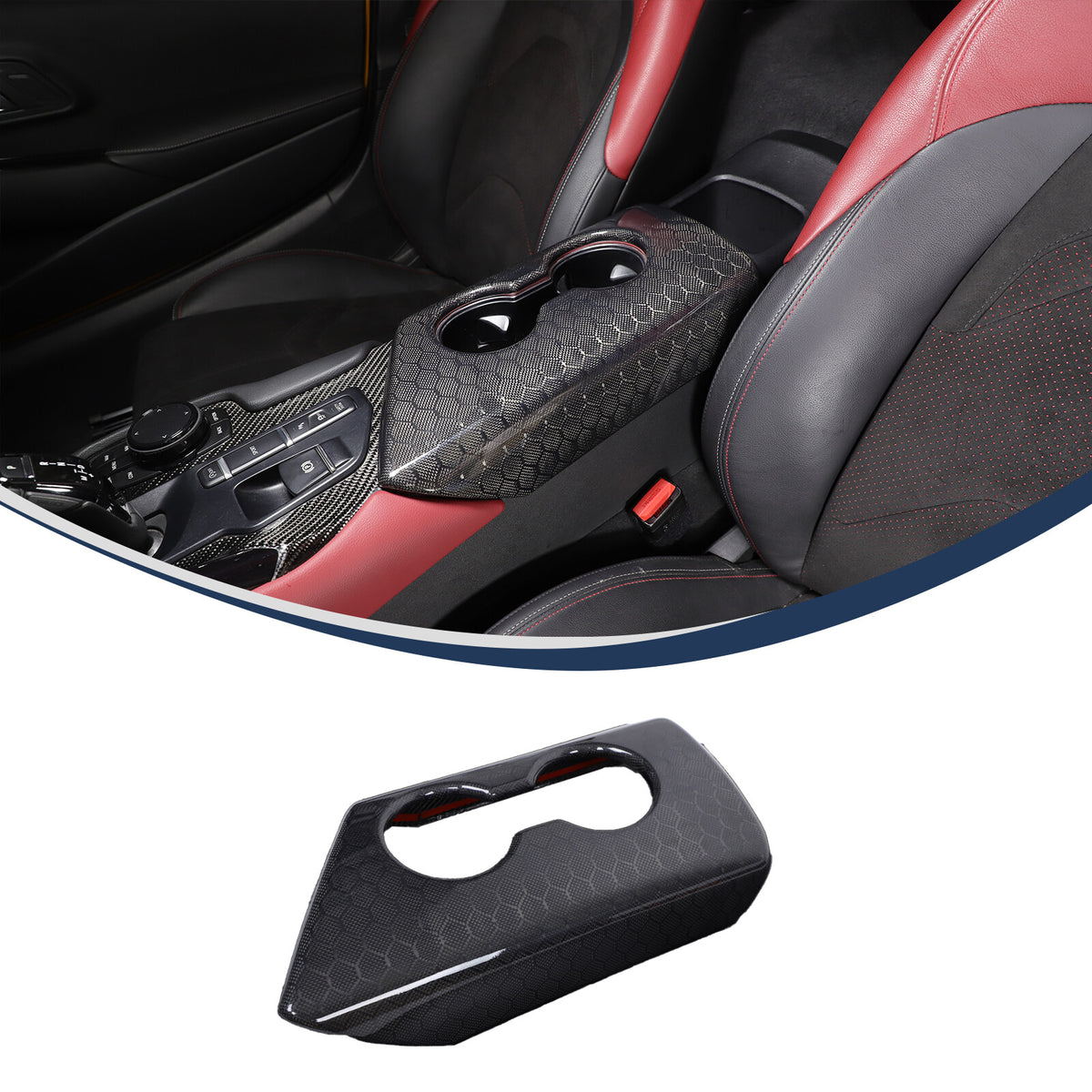 Real Carbon Fiber Center Armrest Box Panel Trim Cover For Toyota Supra A90 19-24 3