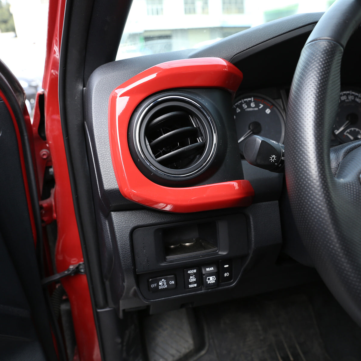 Sports Red ABS Dashboard Panel Cover Trim 2pcs For Toyota Tacoma 2016-2023 3