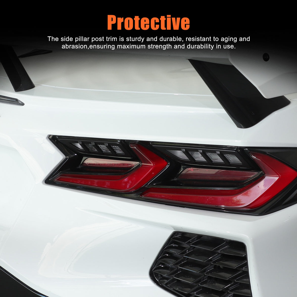 Matte Black ABS Reverse Light Protection Grille Trim For Corvette C8 20+ US 7