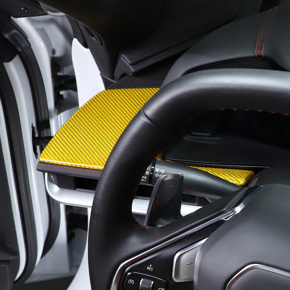 Yellow Carbon Fiber Car Driver Side Dashboard Cover Trim For Corvette C8 20-25 7