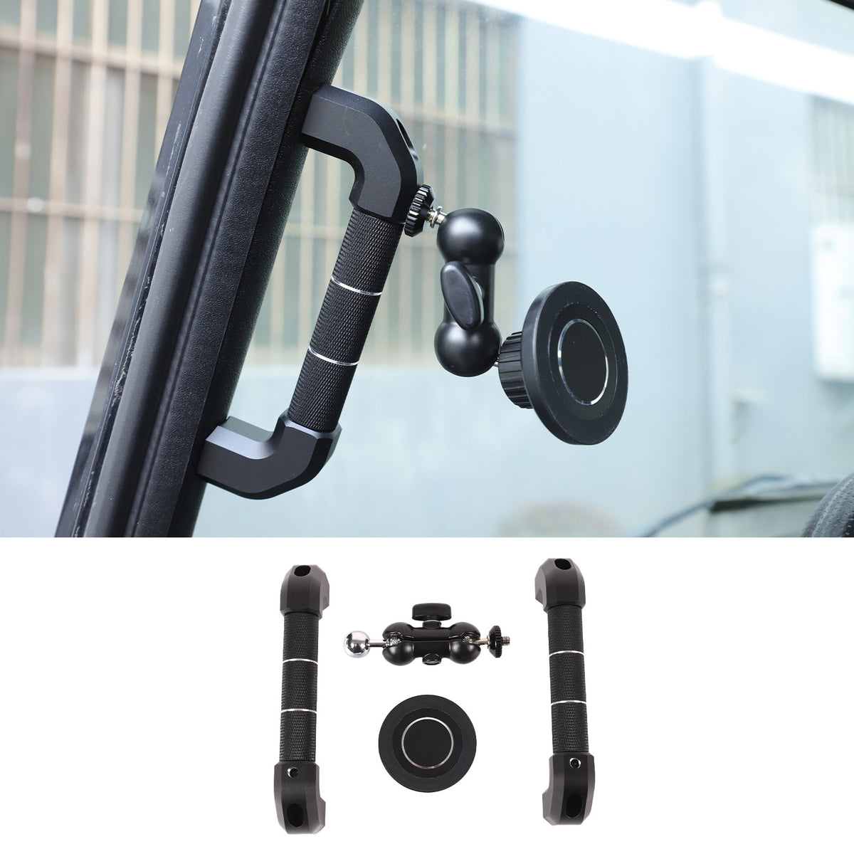 Replace Black A-Pillar Handle W/ Phone Mount For LR Defender L316 2004-2018 16