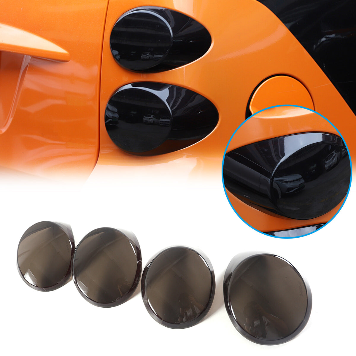 Smoked Rear Tail Light Guard Cover Trim Bezel For Smart Fortwo 451 09-15 US 2