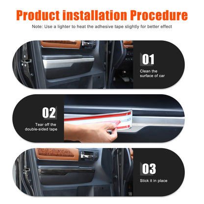 Black Wood Grain ABS Door Armrest Lower Trim For Toyota Tundra 2014‑2020 4