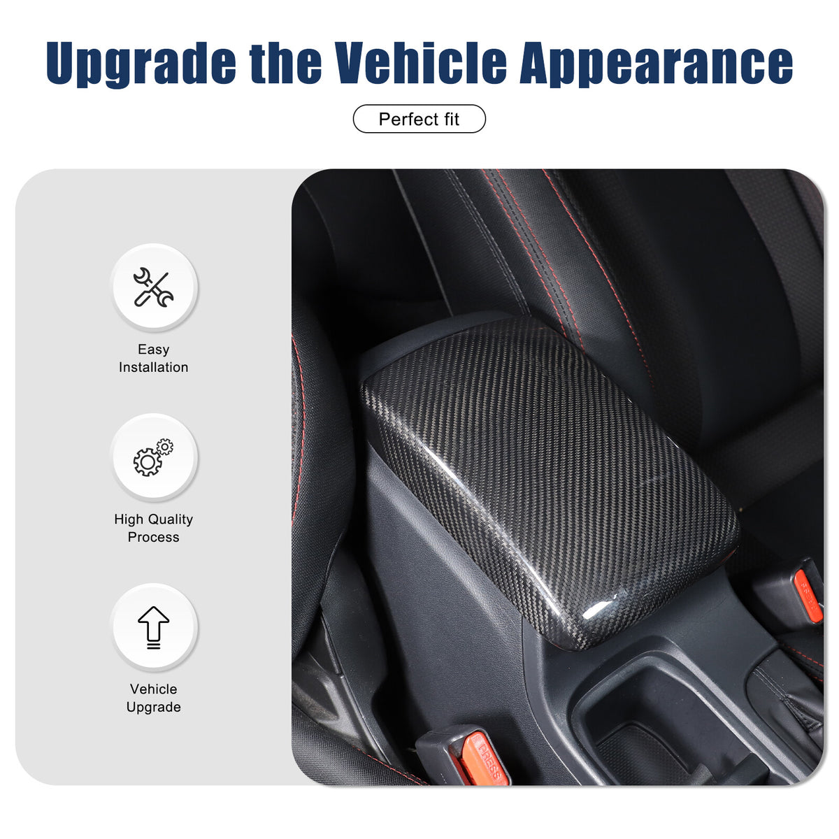 Real Carbon Fiber Center Armrest Storage Box Cover Trim For Subaru WRX VB 22-24 7